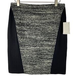 Ann Taylor Tweed Skirt Sz 6 Gray Black White Above Knee Wool Blend Academia NEW!